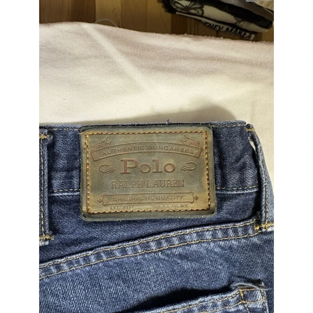 Polo Ralph Lauren Hampton Straight Selvedge Jeans Mens 38x32 Dark Wash Redline
